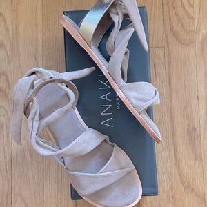 ANAKI PARIS Nude Suede Amore Wrap Sandal - Women’s Size 37 (US 7) - New In Box